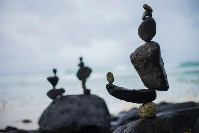 stacked stones near the shore